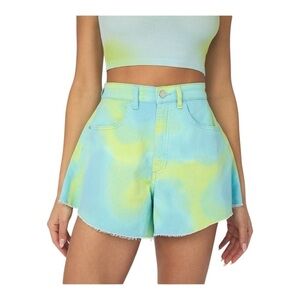 WEWOREWHAT Flare Bell Jean Shorts in Zvi Tie Dye Size 26 NWT